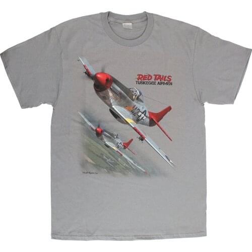 Tuskegee Airmen "Red Tails" P-51 Mustang Fighter T-Shirt. Summer Cotton Short Sleeve O-Neck Mens T Shirt New S-3XL