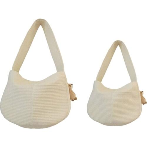 Handmade Canvas Bag Cute Pet Bag Handbag Messenger Bag Female Bag Shoulder Bag Handbag Beige