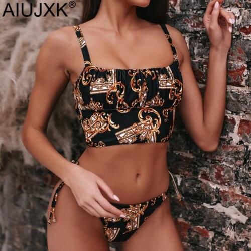 AIUJXK New Arrival 2021 Print Sexy Lingerie Set Women Beachwear Biquini Summer Underwear 2 Piece Swimsuit Woman Bra And Panty
