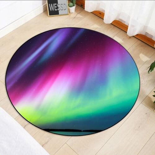 Colorful Polar Light Kids Room Rug 3D Round Rug For Bedroom Large Console Table Carpet Living room Chair Mat Teen Room Floor Mat