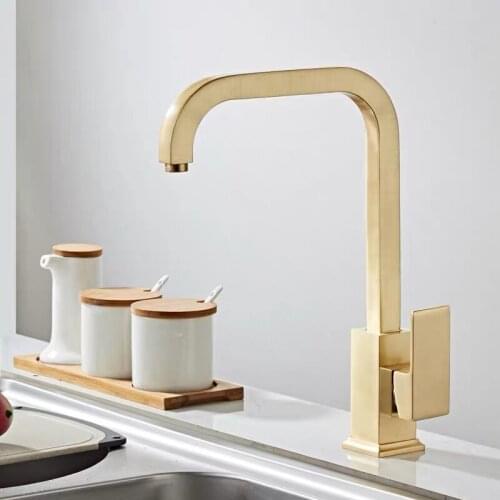 Kitchen Faucet Brass Sink Faucet Rotating Hot & Cold Grey Euopean Tap Bathroom Faucet Sink Mixer Tap Brushed Gold Sink Tap