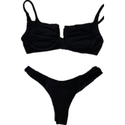 New Women Bandage Push-up Padded Bikini Set Stretch Bodycon High Waist Swimwear Swimsuit Bathing Suit White Black