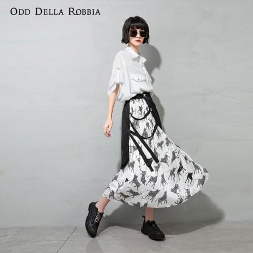 OddDellaRobbia Summer New Streetwear Stitching Woven Buckle Plus Size Skirt, Animal Print Irregular Skirt Bottoms Women 21026