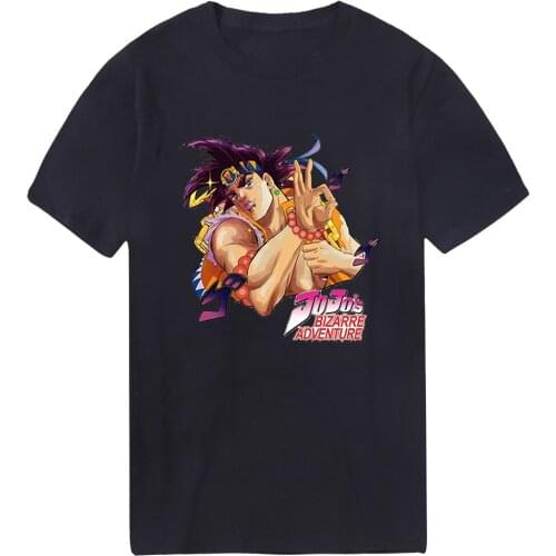 Summer Hip Hop JOJO Anime T-shirts Men Print Plus Size Tshirts Casual Tops Tees Male Outdoor Black Loose Fit Homme Camiaetas