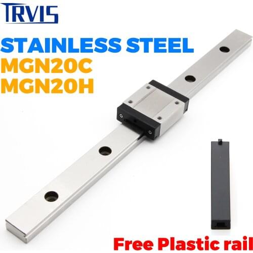 440C SUS Stainless Steel MGN20 Linear Rail Guide MGN20C MGN20H Slide Guideways Set 1pc Rail + 1pc Carriage CNC 3D Printer Part