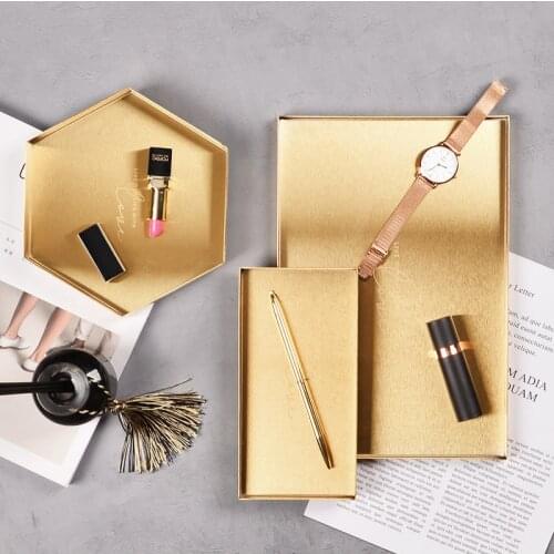 Modern Metal Gold Plate Square Storage Tray Decorative Jewelry Display Stainless Steel Tray Storage Supplies Space Saving