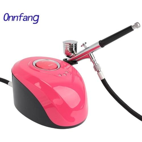 Onnfang Mini Dual Action Airbrush Compressor Kit Air-Brush paint Spray Gun Sandblaster for Art car model Tattoo Nail Tools Set