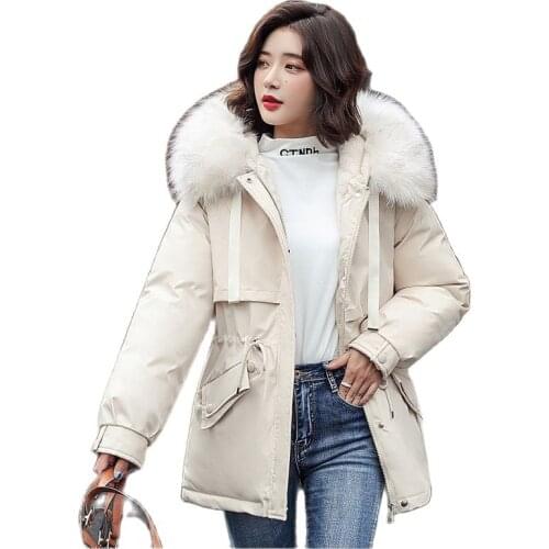 Fashion Overcomes Winter 2021 Womens Coats New Big Fur Collar Down Padded Jacket Ladies Thick Warm Winter Coat