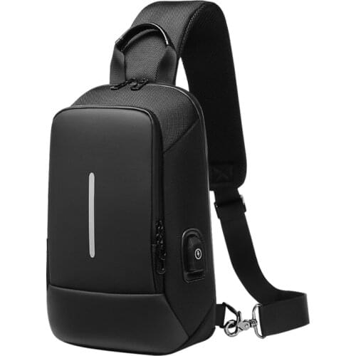 Men Shoulder Bags PVC Waist Packs Sling Bag Crossbody Outdoor Waterproof Charging USB Casual Tote Messenger Chest Bag 2181