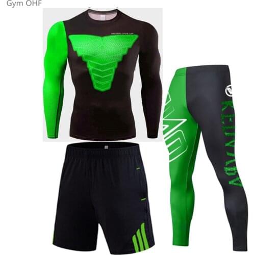 Mens Shorts Sets New 3D Fitness Clothes Quick Dry Compression T Shirt Brand Men Rashguard Tracksuit Men Sweat Suit High Quality