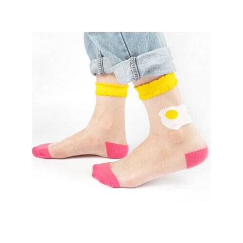 Women Japanese Transparent Socks The Restaurant Food Series Silk Socks Hamburg Sushi Pizza Meias Calcetines Mujer Crystal Sock