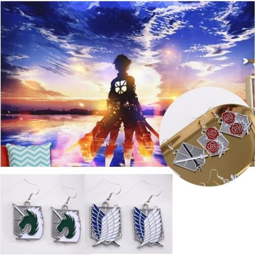 New Anime Attack On Titan Drop Earring Attack Wings SHIKISHIMA EREN Cosplay Dangle Earrings For Women Girl Ear Jewelry
