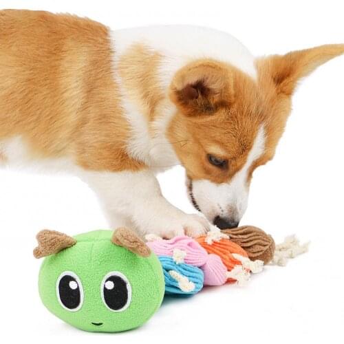 Puppy Pet Cat Dog Funny Cat Toy Caterpillars Shape Leak Food Sniffing Chew Toys Grind Teeth Pet Soft Touch Plush Toys Supplies