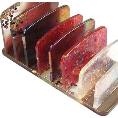 R58E Crystal Epoxy Resin Mold Cosmetic Eyeshadow Tray Storage Rack Silicone Mould