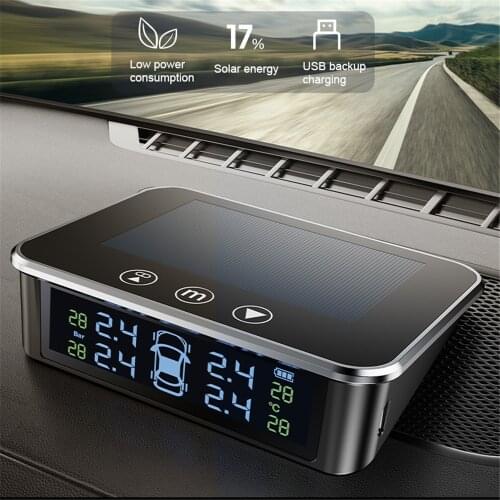 Sikeo Smart Car TPMS Tire Pressure Monitoring System Solar Power Digital TMPS LCD Display USB Auto Security Alarm Tire Pressure