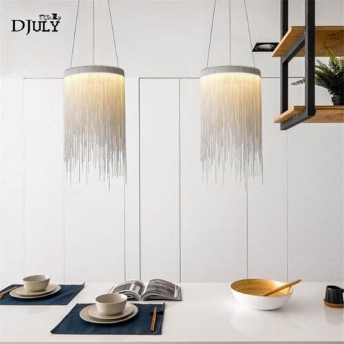 Nordic tassel Aluminum chain pendant lights for villa bedroom dining room modern art deco clothing store hanging lamp fixtures