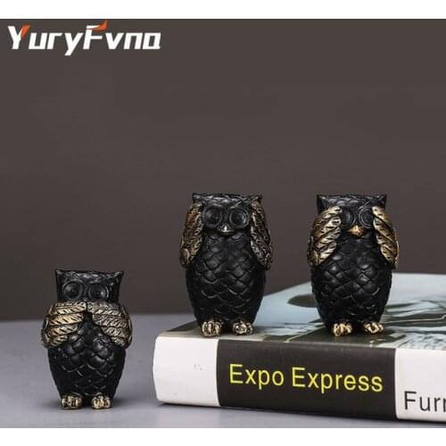 YuryFvna Modern Simple Resin Owl Statue Adornment Home Decoration Artistic Craft Figurine Gift for Living Room Bedroom