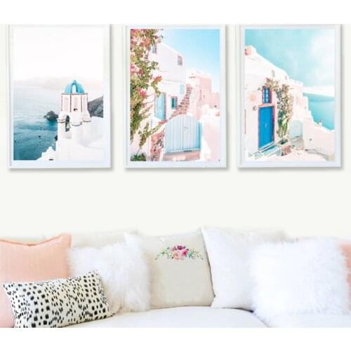 Mamma mia College Dorm Decor Santorini Greek island Travel Poster Minimalist Wall Art Canvas Painting Summer Greece Prints