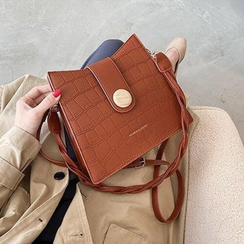 Stone Pattern PU Leather Crossbody Bags for Women 2020 Small Shoulder Handbags Female Trend Womens Branded Vintage Hand Bag