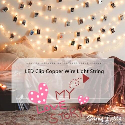 LED String Light Photo Clip USB Copper Wire Fairy Light Outdoor Battery Operated Garland Christmas Decoration Party Wedding Xmas