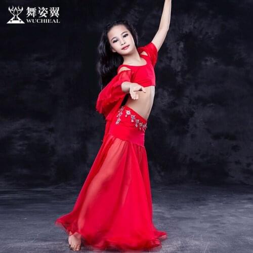 Dancing Wing Belly Dance Clothing Training class Suit Skirt girl for Children Short Skirt