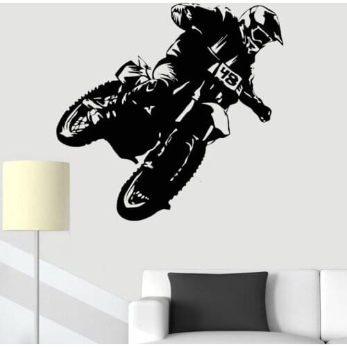 Bike Wall Stickers Biker Vinyl Decals Extreme Sport Teens Room Decoration Living Room Mural Boys Helmet O100