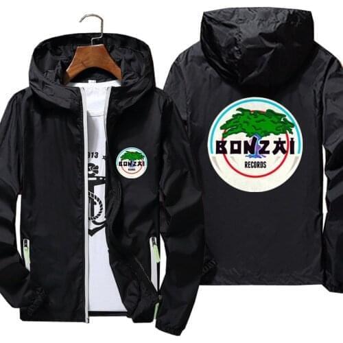 Spring Summer Bonzai Records Hooded Mens Streetwear Jacket Windproof Thin Reflective Sunscreen Windbreaker Skin Outdoor Coats