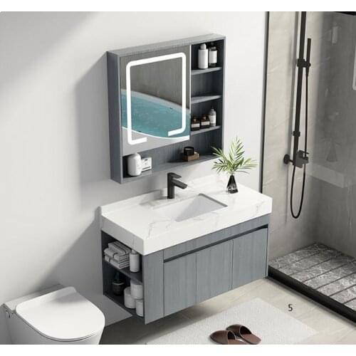 High end bathroom solid wood bathroom cabinet combination wash basin wash basin new Chinese left cabinet customization