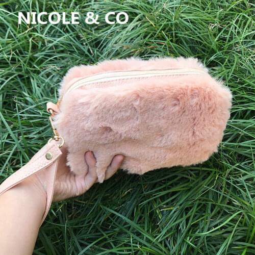 NICOLE & CO Autumn/winter fashion new ladies diagonal chain bag mobile phone bag zipper wallet flap woman bag sweet solid