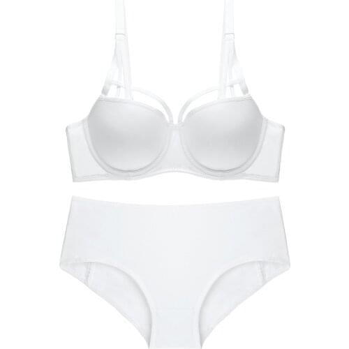 Woman Sexy Glossy Thin Thin Under Thick Simple Bra Sexy Thin Straps Gather Up Comfortable Breathable Bra Set WT099