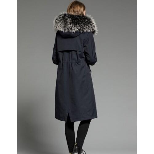 Fur Real Parka Natural Rabbit Fur Liner Long Trench Coat 2020 Winter Jacket Women Raccoon Fur Collar Luxury Parkas MY s