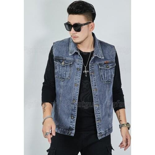 Plus Size 8XL 7XL 6XL Mens Denim Vests Oversized Sleeveless Cowboy Jackets Male Vintage Retro Casual Vest Chubby Man Waistcoat