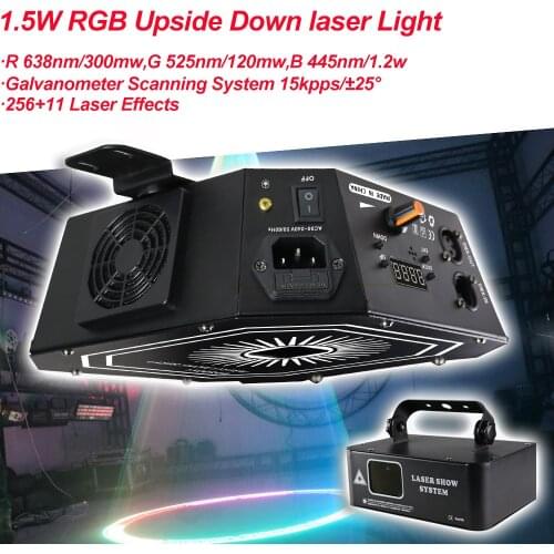 1.5W Upside Down laser Light Stage Scanning Amimation Effect Laser Projector DMX RGB Full Color Light For Spectacular DJ Show