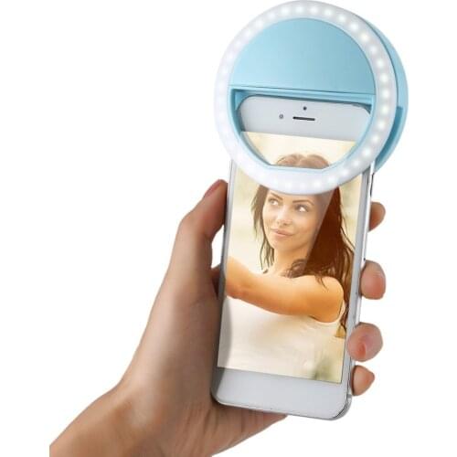 1pc Mobile Phone Light Clip Selfie LED Auto Flash For Cell Phone Smartphone Round Portable Selfie Flashlight Makeup Mirror