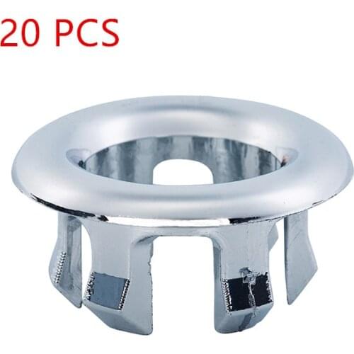 20PCS Sink Overflow Ring Round Basin Trim Bath Sink Hole Cover Plastic Silver Hollow Ring Kitchen Bathroom Accessories