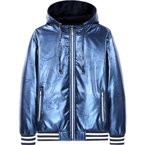 2021 autumn and winter G laser thin cotton hooded double-sided jacket mens casual fashion top