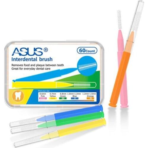 60Pcs Interdental Brushes Health Care Tooth Push-Pull Escova Removes Food And Plaque Better Teeth Oral Hygiene Tool 0.6-1.5mm