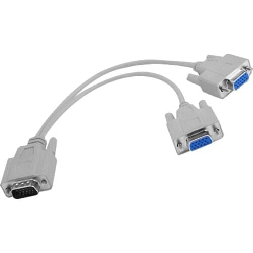 VGA Splitter Cable 15 Pin VGA Male to 2 Female Splitter Cable SVGA Monitor Adapter Extension Converter Video Cable Lead for PC