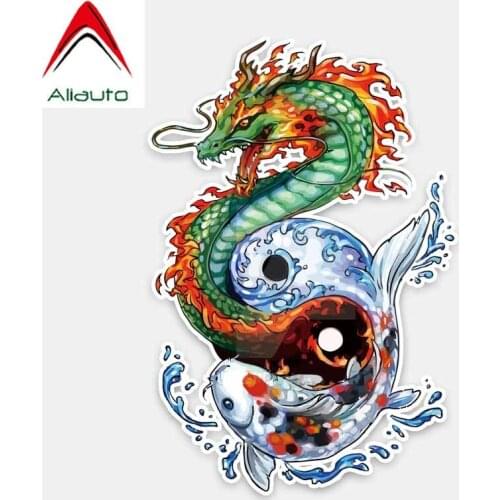 Aliauto Personalized Car Stickers Cool Dragon & Fish Accessories PVC Decal Cover Scratches for Kia Rio Passat B6 Lada ,16cm*11cm