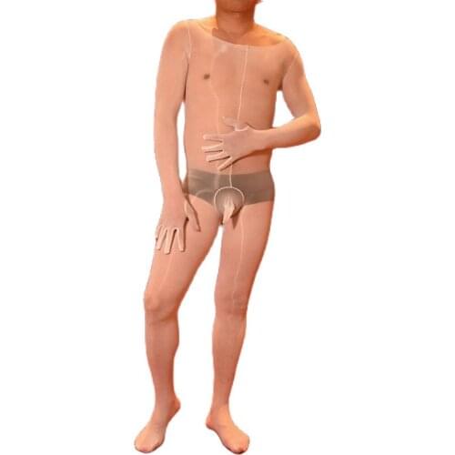Unisex Shiny Five Fingers Bodystocking Sexy Hot Erotic Crotchless Bodysuit U Convex Pouch Penis Sheath Mens Lingerie One Piece