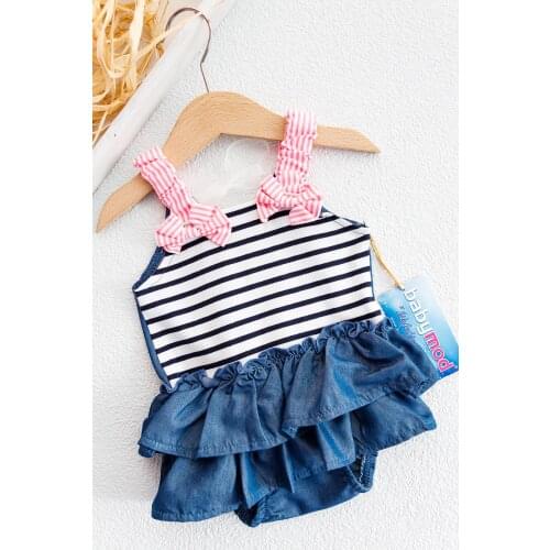 Ruffle Detailed Strappy Baby Girl Jumpsuit