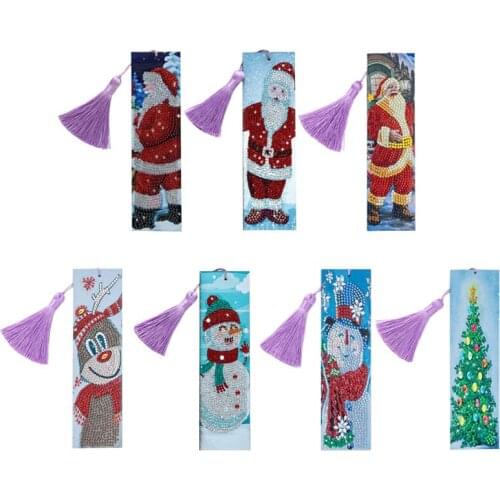 DIY Christmas Bookmark 5D Diamond Painting Special Shaped Diamond Embroidery Cross Stitch Tassel Book Marks Natal for Book Gift