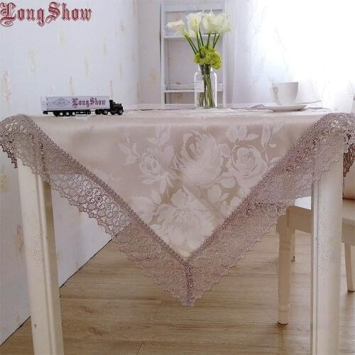 Elegant 130x180cm Rectangle Modern Style Jacquard Pure Taupe Grey Colour Table Cover For Dining Decoration