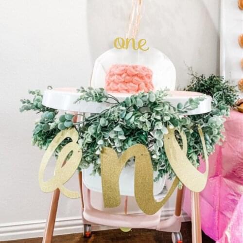 Baby 1st Birthday Banner Flag Monthly ONE Year Garland Flag Glitter ONE For Baby Shower First Birthday Party Decorations Kids