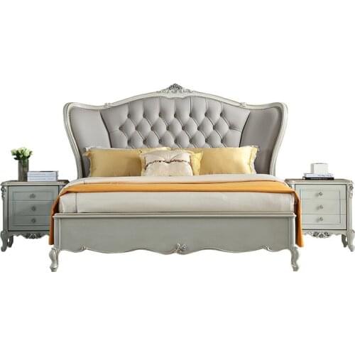 French light luxury solid wood leather double bed European Princess 1.8m wedding bed bedroom furniture