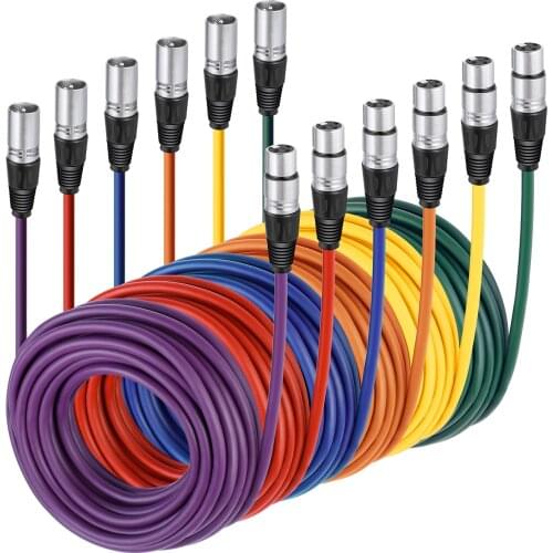Neewer 6-Pack Audio Mic Cable Cords 24.9 feet/7.6 meters -XLR Male to XLR Female Colored Snake Cables
