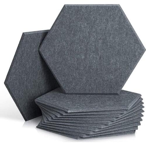 Quality 12 Pack Hexagon Acoustic Absorption Panel,Acoustic Panel Beveled Edge Tiles,for Wall Decoration and Acoustic Treatment