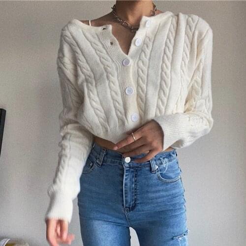Autumn New Solid Womens Sweater Cardigan Twist Long Sleeve Single-breasted Cardigans For Women 2021 Fashion Casual Sweaters