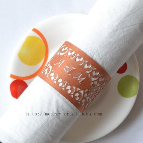 Laser cut wedding napkin rings,bronze wedding supplies,wholesale cheap paper napkins rings for decoration