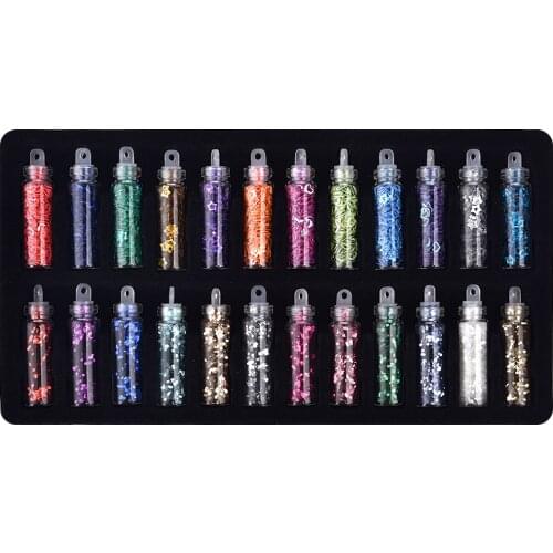 12/24pcs/Pack Star Heart Sequins Mixed Epoxy Resin Filling Materials Fillers For DIY Epoxy Resin Crafts Jewelry Making Decor